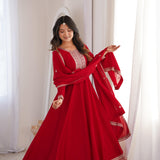 Presenting Red Silk Anarkali Gown