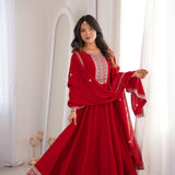 Presenting Red Silk Anarkali Gown