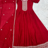 Presenting Red Silk Anarkali Gown