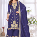 Safina Chinon Embroidered Straight Suit