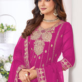 Safina Chinon Embroidered Straight Suit