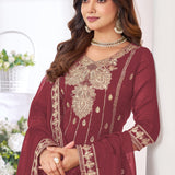 Safina Chinon Embroidered Straight Suit
