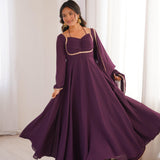 Wine Fresh Look Georgette Anarkali Gown