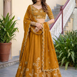 Luxury Golden Rangoli Silk Lehenga