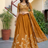 Luxury Golden Rangoli Silk Lehenga