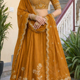 Luxury Golden Rangoli Silk Lehenga
