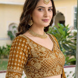Luxury Golden Rangoli Silk Lehenga