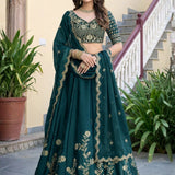 Luxury Dark Green Silk Lehenga Choli