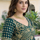 Luxury Dark Green Silk Lehenga Choli
