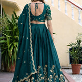 Luxury Dark Green Silk Lehenga Choli