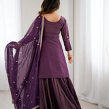 Shiny Pure Roman Silk Kurta Lehenga
