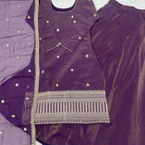 Shiny Pure Roman Silk Kurta Lehenga