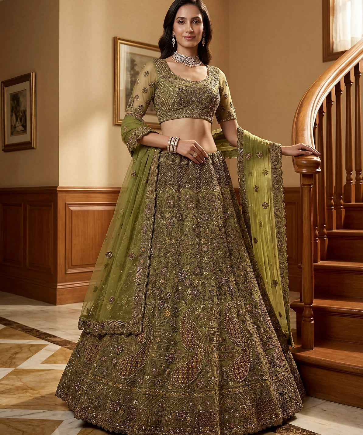 Adorn Bridal Net Hard Work Lehenga
