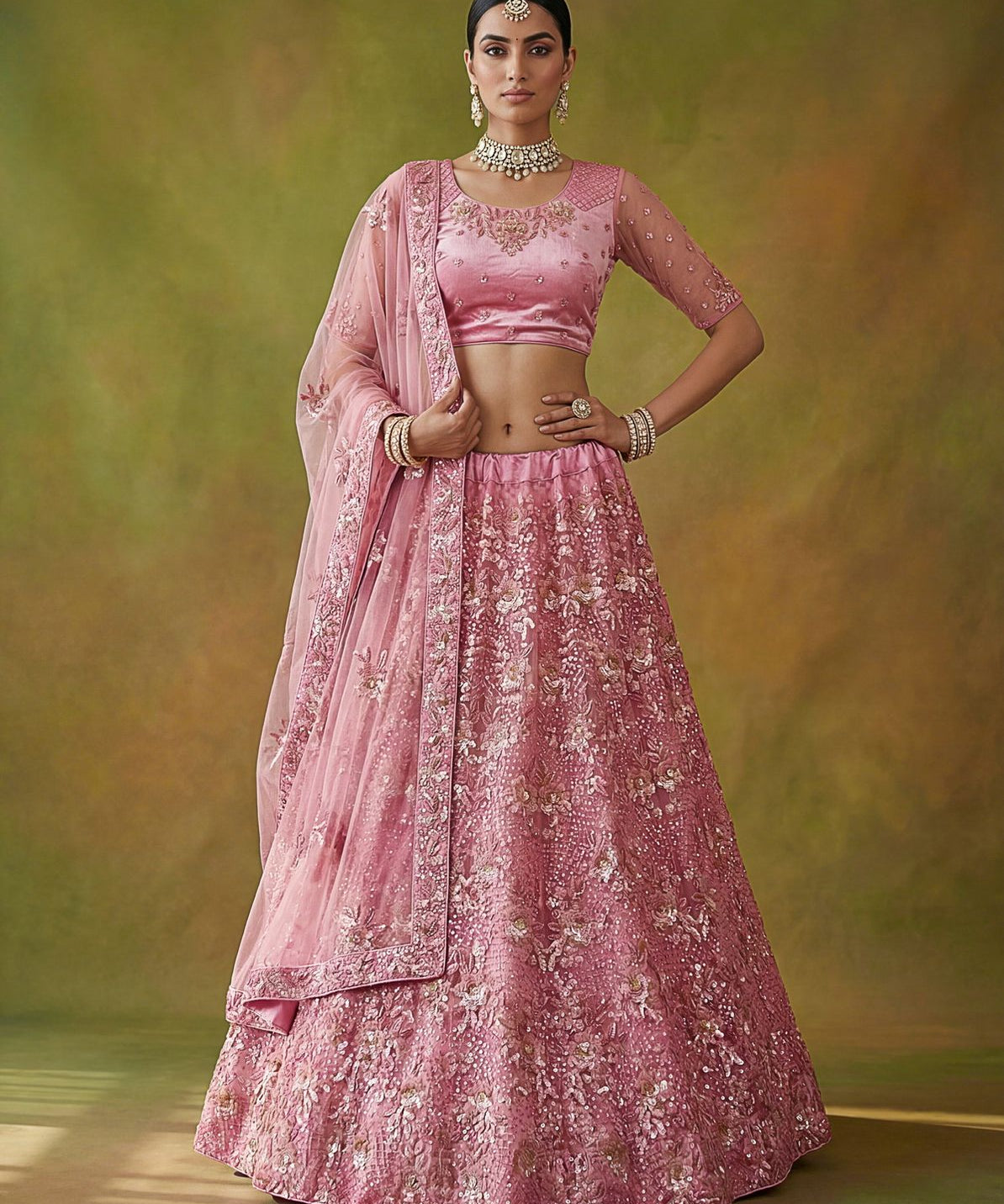 Alluring Heavy Net Bridal Lehenga