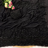rinkal black georget beads work saree