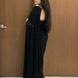rinkal black georget beads work saree