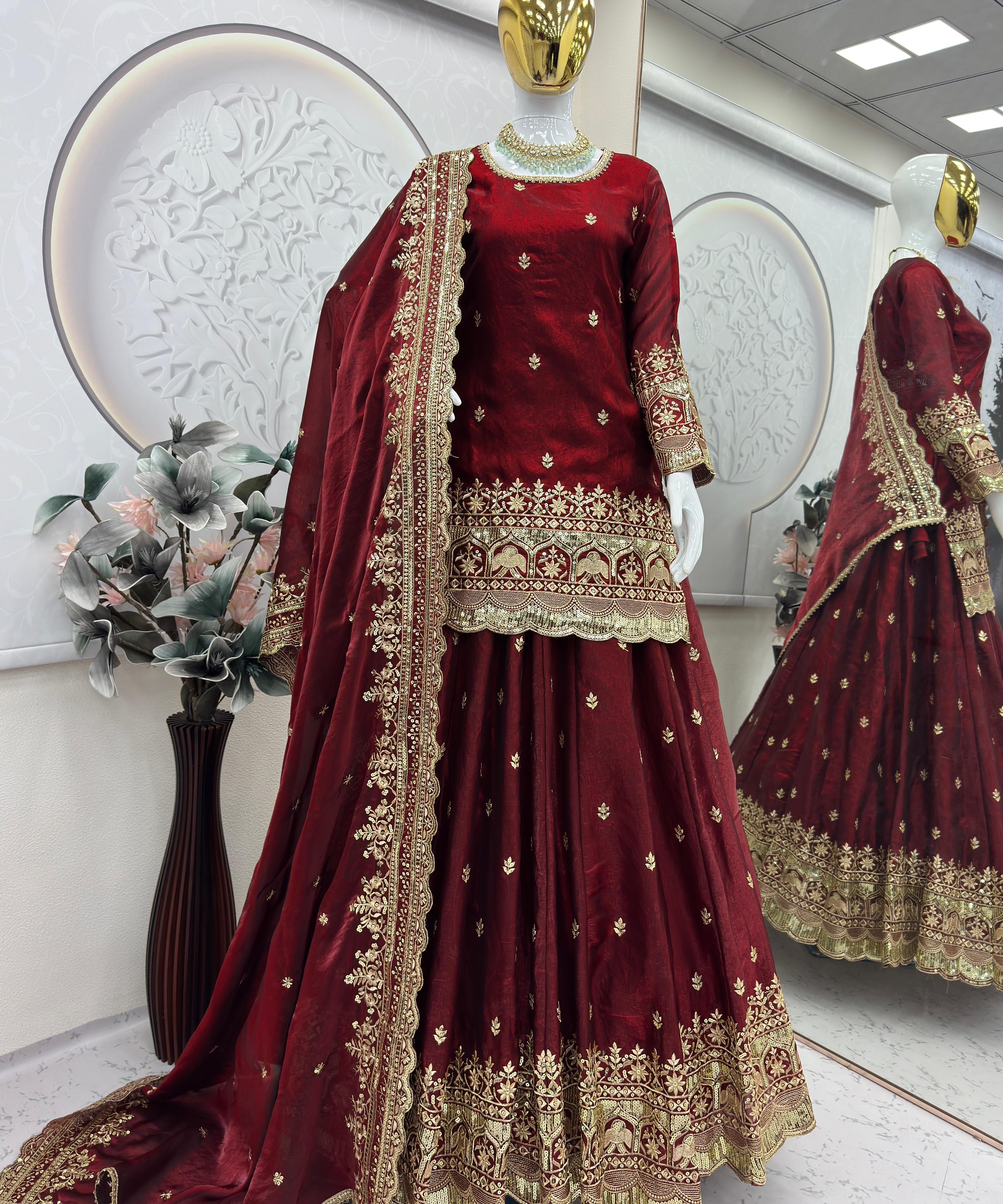 Designer Fandy Silk Embroidered Suit