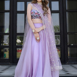 Lavender Organza Floral Lehenga Choli