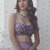Lavender Organza Floral Lehenga Choli