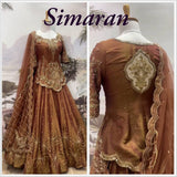 Brown Partywear Silk Top Lehenga