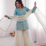 Pretty Fandy Silk Top Plazzo