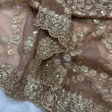 golden soft net sequence saree