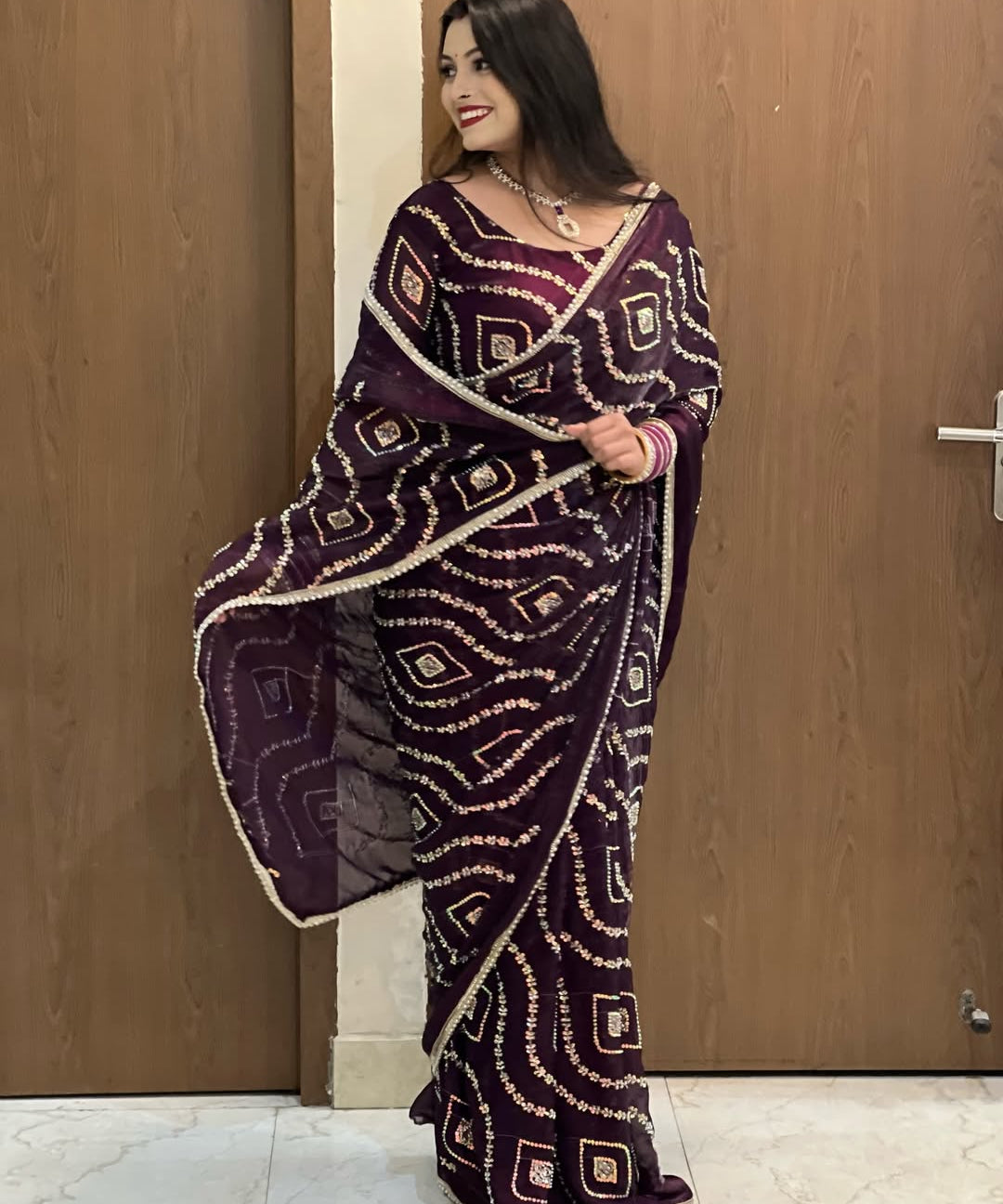 pooja fandy sattin silk saree