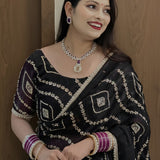 pooja fandy sattin silk saree