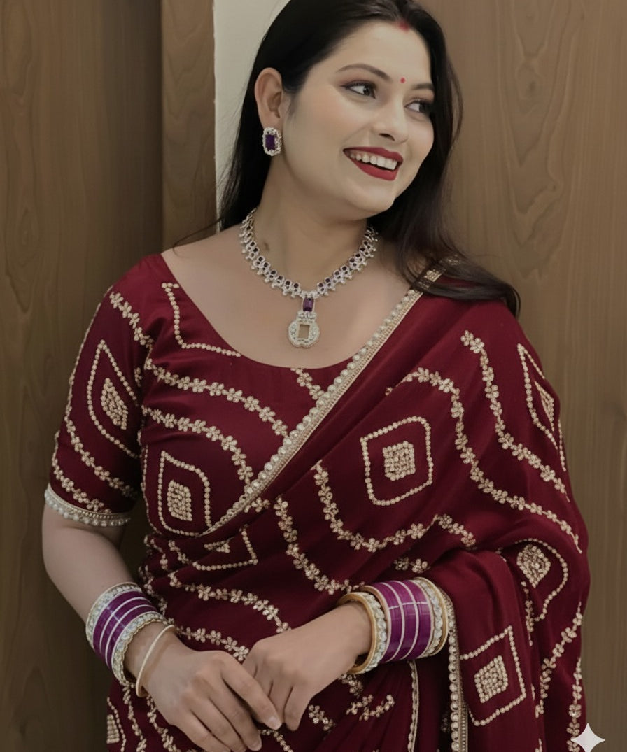 pooja fandy sattin silk saree