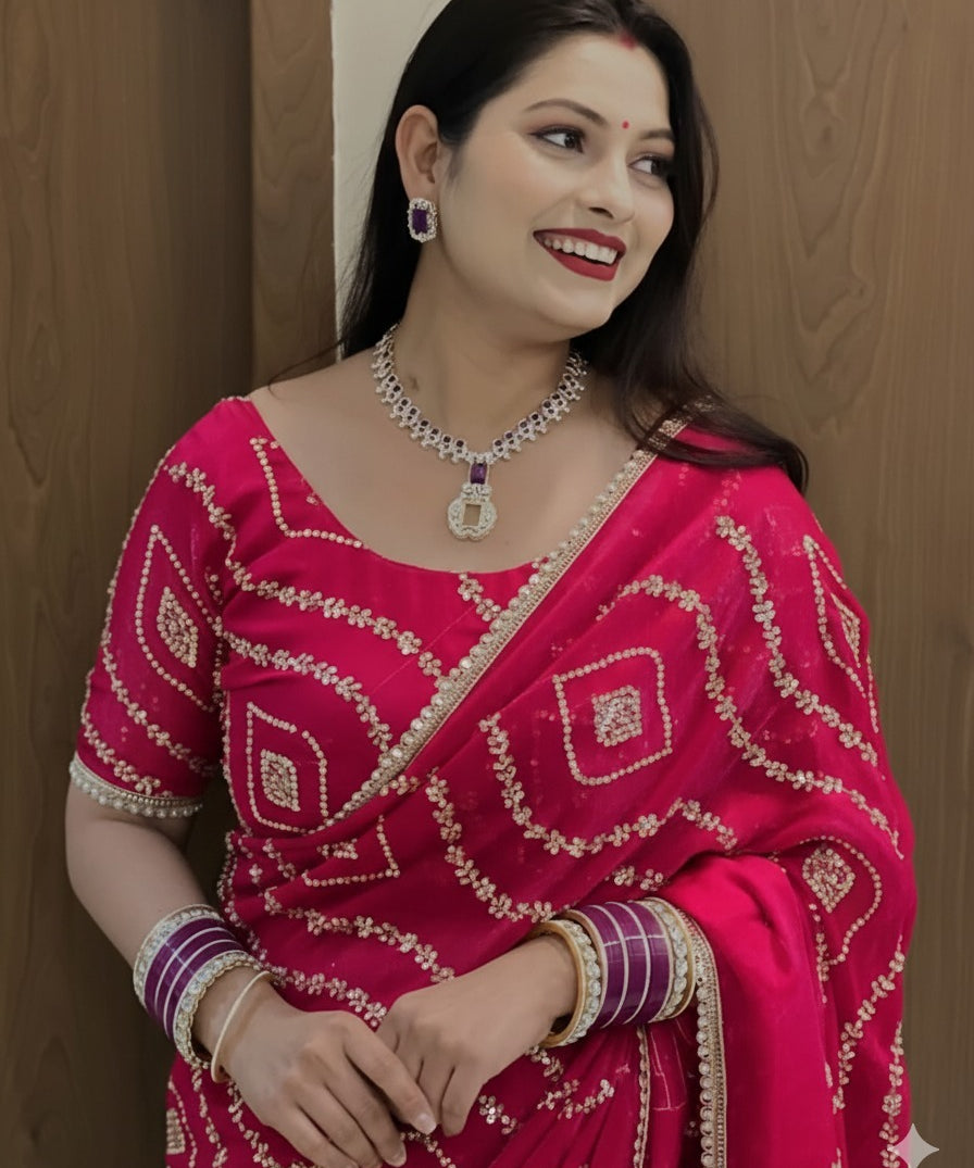 pooja fandy sattin silk saree