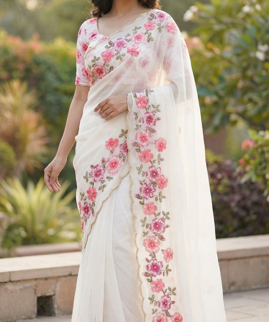 cherry taby organza saree