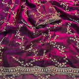 Premium Space Silk Zari Embroidered Saree