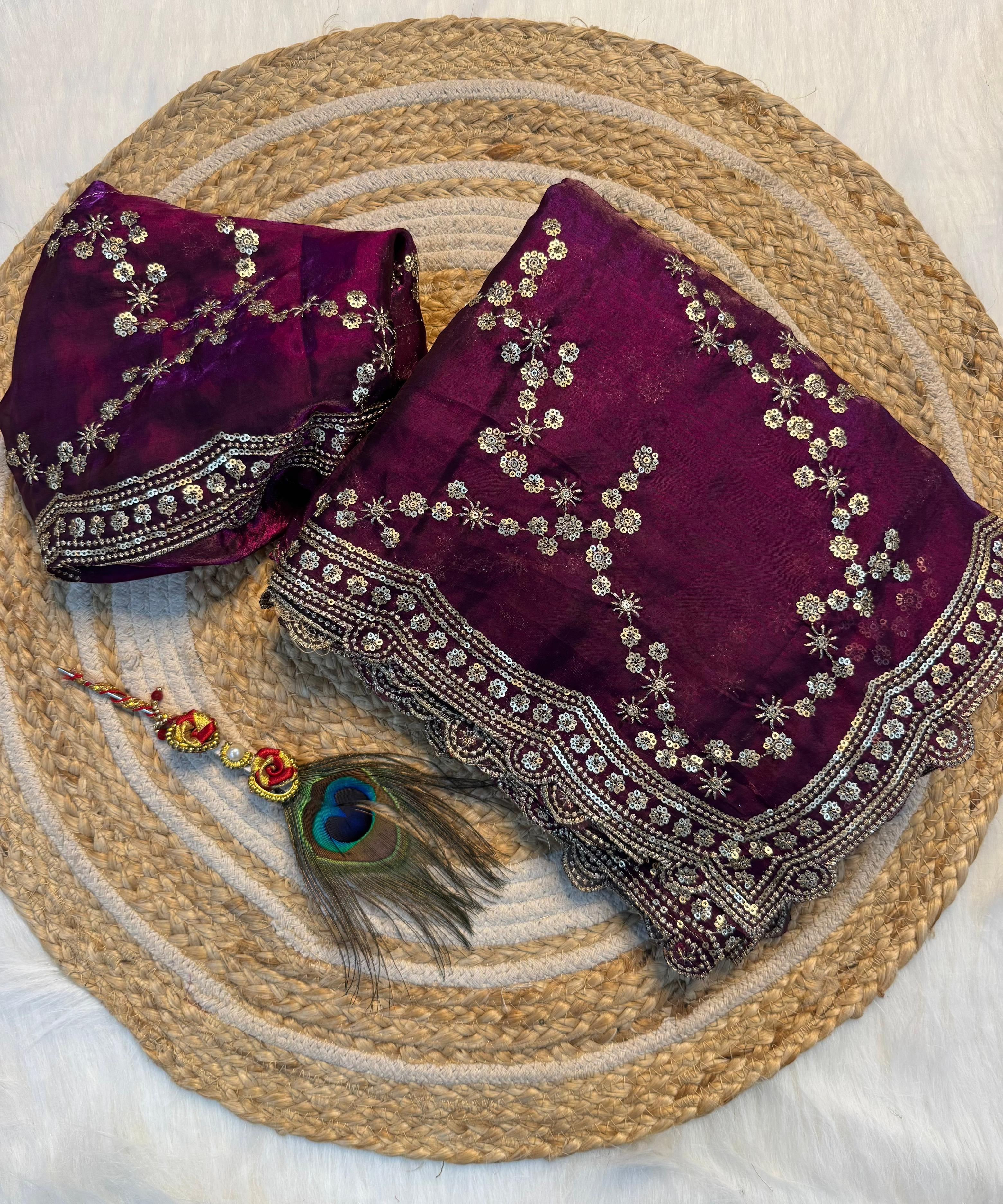 Premium Space Silk Zari Embroidered Saree