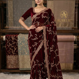 Premium Space Silk Zari Embroidered Saree