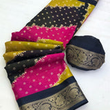 Multi Colored Soft Silk Foil Print Saree