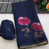 Designer Organza Floral Print Saree