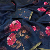 Designer Organza Floral Print Saree
