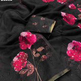 Designer Organza Floral Print Saree