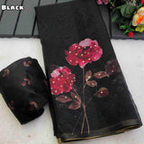 Designer Organza Floral Print Saree