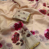 Designer Organza Floral Print Saree