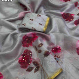 Designer Organza Floral Print Saree