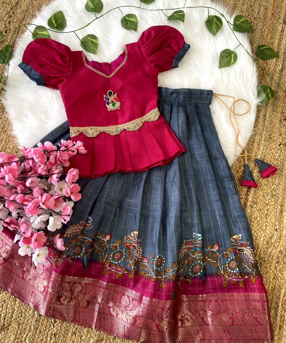 Kids Heavy Pattu Silk Lehenga