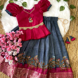 Kids Heavy Pattu Silk Lehenga