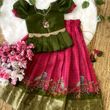 Kids Heavy Pattu Silk Lehenga