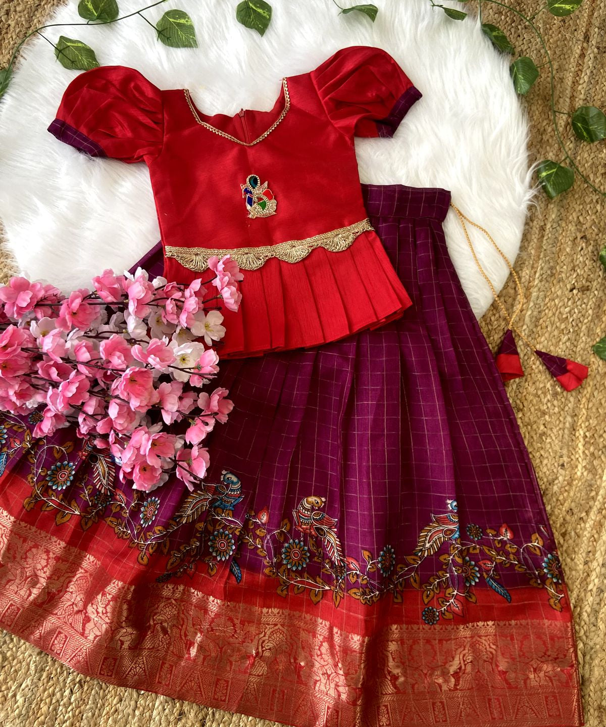 Kids Heavy Pattu Silk Lehenga