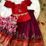 Kids Heavy Pattu Silk Lehenga