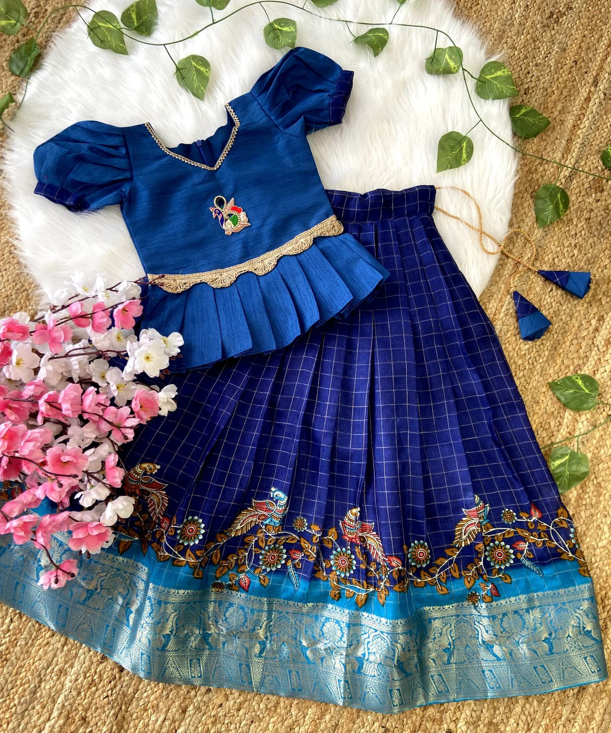 Kids Heavy Pattu Silk Lehenga