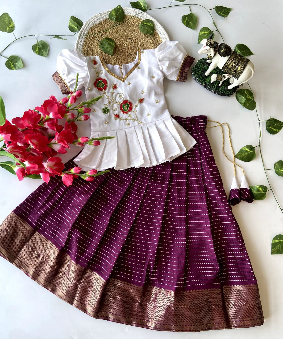 Kids Traditional Dola Silk Lehenga