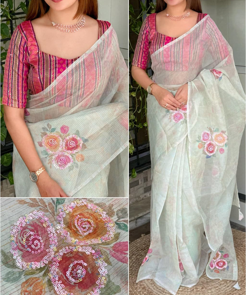 mahira organza saree