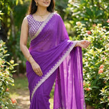 Violet Faux Georgette Saree